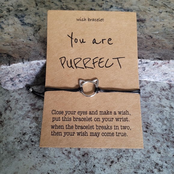 Silver Cat You are Purrfect Black Bracelet ✨️ - Picture 7 of 7
